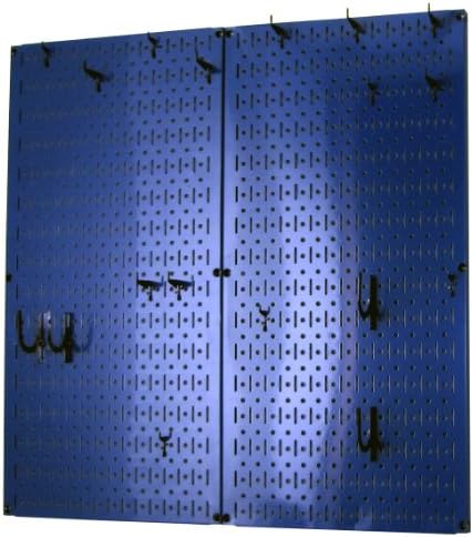 Wall Control Kitchen Pegboard Organizer Pots and Pans Storage Rack Organization Kit with Blue Pegboard and Black Accessories - Image 2