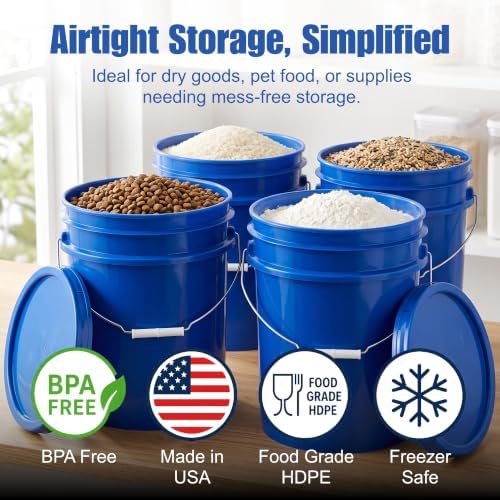 ePackageSupply 5 Gallon Bucket - Food Grade w/Lid BPA-Free, 60 Pack - Blue - Image 2