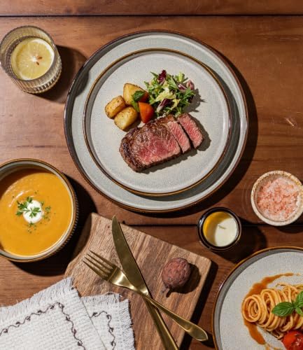 GBHOME Stoneware Dinnerware Sets for 4, 12-Piece Plates and Bowls Set - Image 2