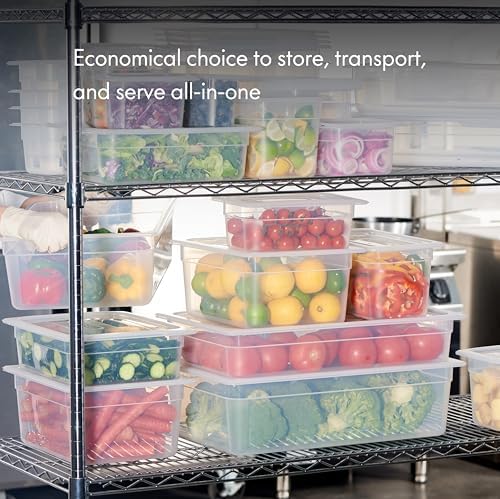 CURTA 4-Pack 1/2 Size 6" Deep Food Pan with Sealing Lid – NSF Commercial-Grade Translucent Polypropylene, Stackable Freezer-Safe Storage for Restaurants, Catering & Buffets - Image 6