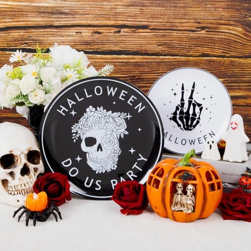 EjonirInjonir 150pcs Spooky Halloween Plates for Adult Party Black Plastic - Image 6