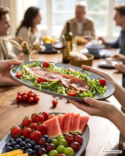 famiware Serving Platters Set of 3 Sizes - Oval, Blue - Image 3