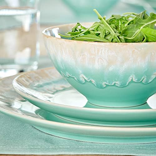 Casafina Ceramic Stoneware 9'' Salad Plate - Taormina Collection, Aqua | Microwave & Dishwasher Safe Dinnerware | Food Safe Glazing | Restaurant Quality Tableware - Image 3