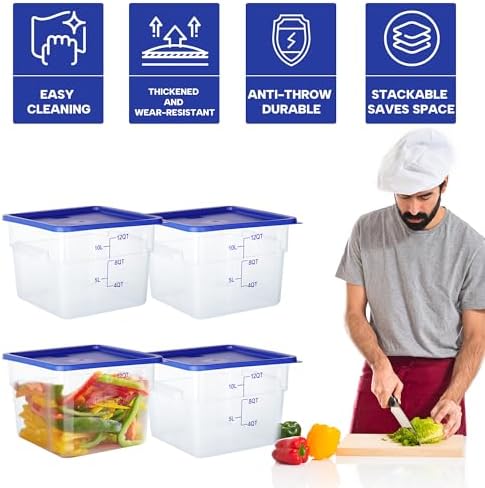 BIEAMA 4 Pack 12 Qt Square Food Storage Containers with Lids, NSF, Clear - Image 4