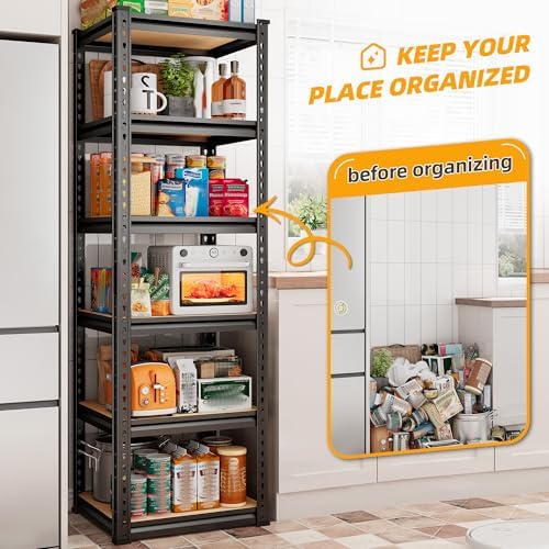 REIBII Storage Shelves for Pantry, Kitchen, 6 Tier Garage Shelving (Pack of 2) - Image 4