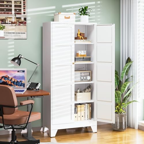 Letaya 72" H Metal Storage Cabinet with 2 Doors and 4 Shelves,Tall Kitchen Pantry Cabinets,Utility Pantry Organizers for Cupboard/Dining/Bathroom/Home Office/Garage (White, 72" H x 18" D x 33.5" W) - Image 5