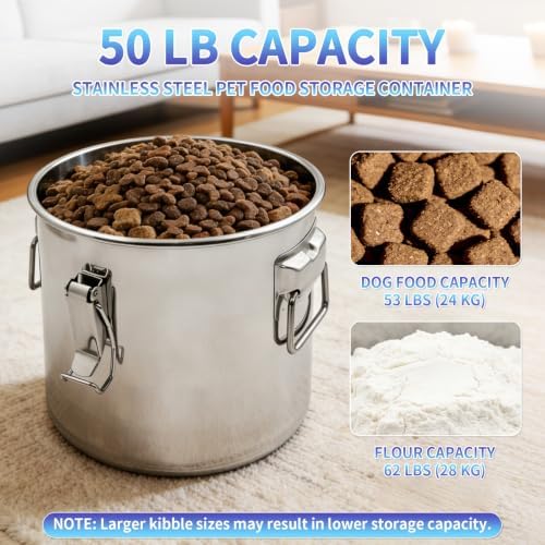 50 lb Stainless Steel Dog Food Storage Container, Airtight Metal Pet Food Storage Bin with Lid and Scoop, Large Dog Food Container for Dry Food, Keep Fresh, Easy to Clean - Image 6
