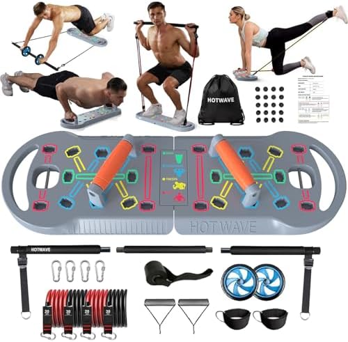 HOTWAVE Push Up Board, Portable PushUp Board, Foldable 20 in 1 Push Up Bar by HOTWAVE