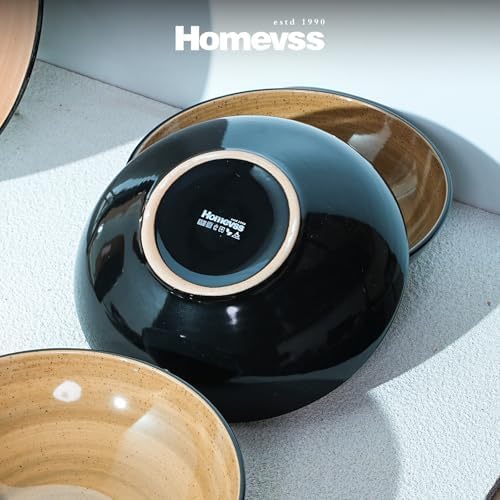 HomeVss, Stoneware Sonoma 16pc Dinnerware Set, Black + Speckled Spin Wash Mocha - Image 4