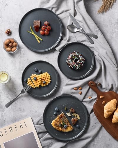 famiware Star 10/8 inches Dinner Plates Set for 6, Matte Dark Charcoal - Image 6