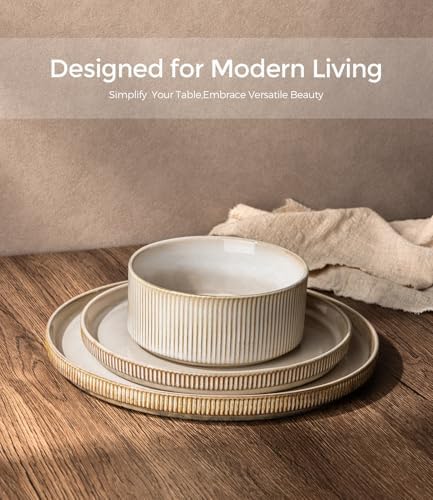 GBHOME Stoneware Dinnerware Sets for 4,12-Piece Plates and Bowls Set - Image 3