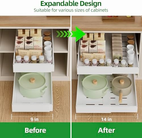 PAKETA 4 Pack Expandable Pull Out Cabinet Organizer,21" Deep - Image 4