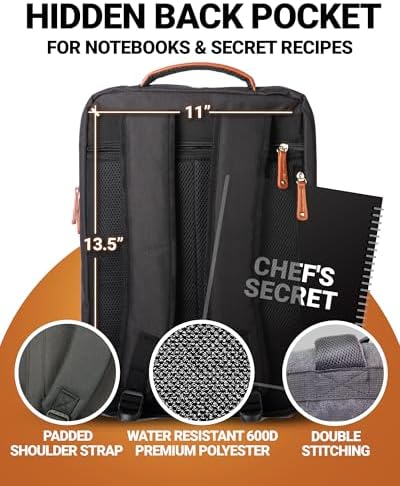 Chef Knife Bag | Premium Knife Case | Waterproof Material | Chefs Case with 30+ Pockets for Knives & Utensils | Culinary Gifts For Chefs & Students | Sturdy Travel Knife Bag (Black) - Image 5
