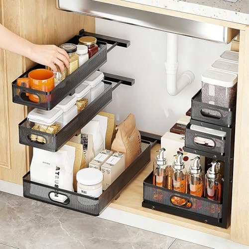 Under Sink Organizer,2Pack 3-Tier Height Adjustable Cabinet Organizer Shelf by Unknown
