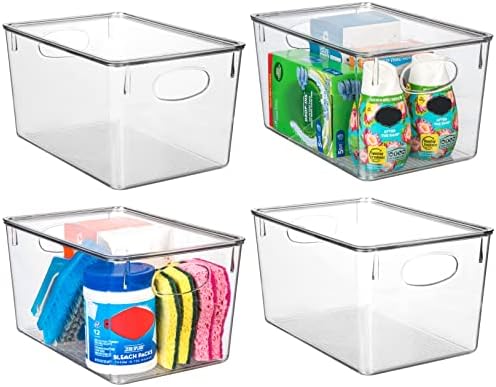 CLEARSPACE Plastic Storage Bins With lids – Perfect Kitchen Fridge Organizer, Pantry Organization, Cabinet Organizers (4 Pack) by ClearSpace