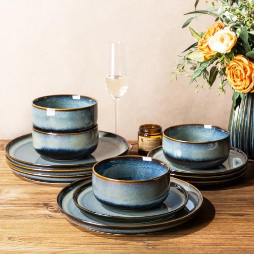 TheTerra Ceramic Dinnerware Set for 6, 18-Piece Plates and Bowls Set - Image 3
