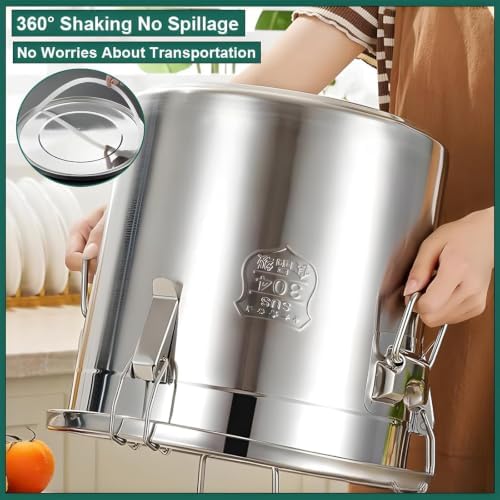 304 Stainless Steel Flour Canister, 12L/3.1 Gal, Handheld with Lids - Image 4