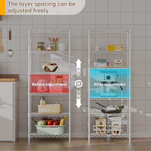 Golpart 6Tier Adjustable Storage Shelves Metal Wire Shelving Standing Shelf - Image 4