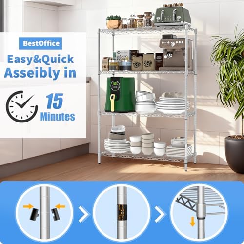 BestOffice | 4-Tier Wire Shelf | 36" x 14" x 54" | Chrome - Image 6