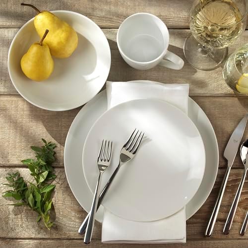 Euro Ceramica Essential Collection Fine Porcelain Classic Coupe 20-Piece Dinnerware and Serveware,4 Pieces 9-Inch Meal Bowl Included, Service for 4, Classic White - Image 4
