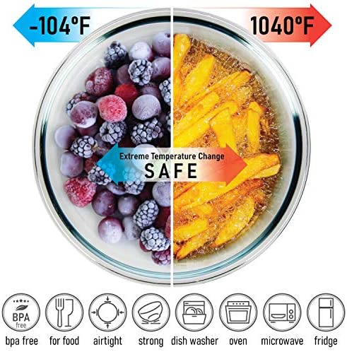 Stackable Glass Mixing Bowls with BPA Free Lids Set of 5 - Image 3
