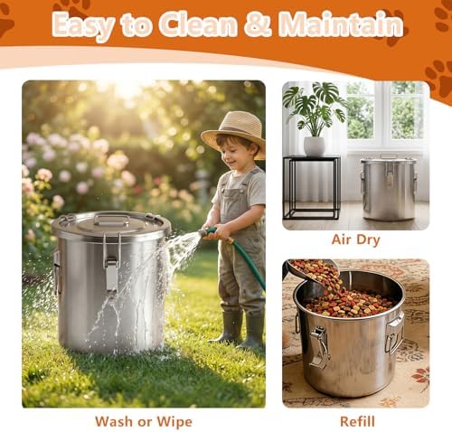 40LB Stainless Steel Dog Food Storage Container with Lid & Scoop, Large Dog Food Storage Container for Dry Pet Food, Metal Dog Food Container, Pet Food Storage Container for Kibble - Image 6