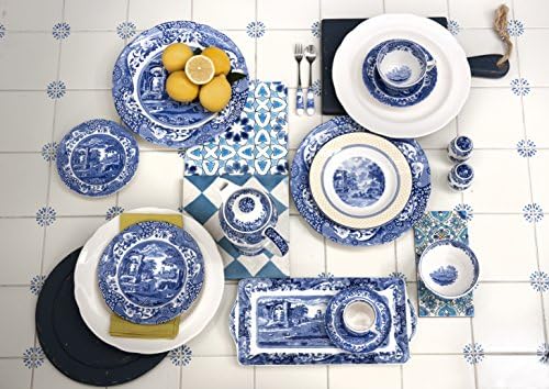 Spode Blue Italian Oval Rim Platter - 12.5" x 8.75" Porcelain Serving Platter with Intricate Scroll Border & Countryside Scene - Elegant Tableware for Entertaining, Dining Displays, Gifting - Image 2