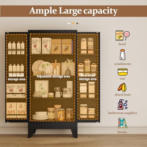 GAIOUS Metal Kitchen Pantry Cabinet, Food Storage Cabinets Black Cupboard - Image 5