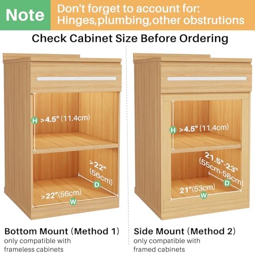Pull Out Cabinet Organizer, Soft Close Wooden Slide Out Drawers for Pots and Pans, Full-extension Roll Out Shelves for Kitchen Cabinets, Pantry Organization, Bottom & Side Mount(21"W X 21"D x 3.4''H) - Image 3