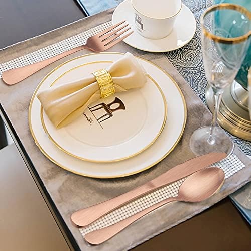 LIANYU 40 Piece Matte Copper Silverware Set, Rose Gold Flatware Set for 8 - Image 7