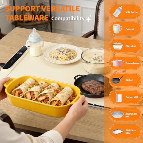 Warming Mat for Food with Heat Resistant Pad for Family Dinner, 35.8"x15.0" - Image 6