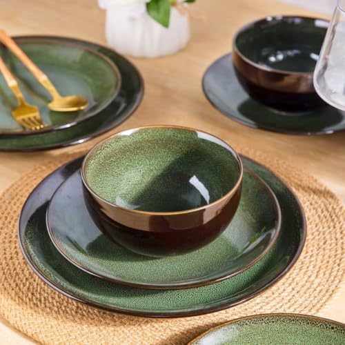 LeRatio Ceramic Dinnerware Sets for 8,24Pcs Porcelain Plates and Bowls Set - Image 4