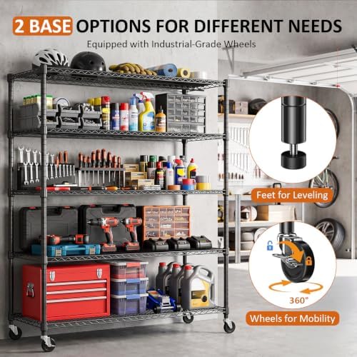 IZEUK Heavy Duty Black Industrial Metal 24x72 Shelf Rack for Storage - Image 6