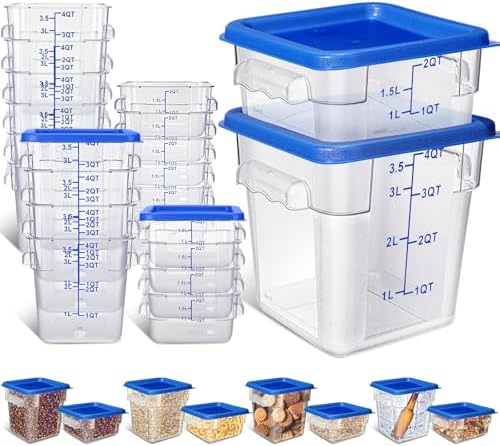 Yungyan 16 Pcs Restaurant Food Storage Containers with Lids Set, Blue Lids by Yungyan