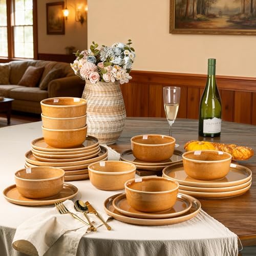 GBHOME Dinnerware Sets for 8, 24 Pieces Ceramic Plates and Bowls Set - Image 7