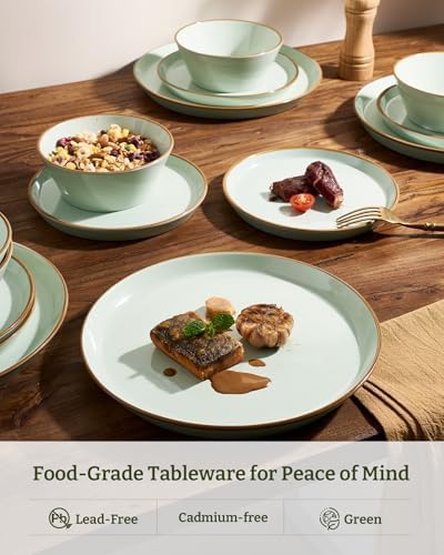 Famiware Saturn Dinnerware Sets, Ceramic Dishes for 4, Rimmed Plates, Bowls - Image 4