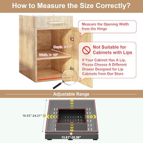 Fokyfok Pull out Cabinet Organizer,14"-21"W,17"-24"D,Expandable,Adhesive - Image 2