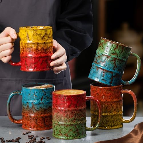 Coffee Mug,20 Oz Coffee Cups Ceramic Tea Cup Large Coffee Mug for Office and Home - Dishwasher and Microwave Safe Novelty Coffee Mug(1,Yellow and Red) - Image 2