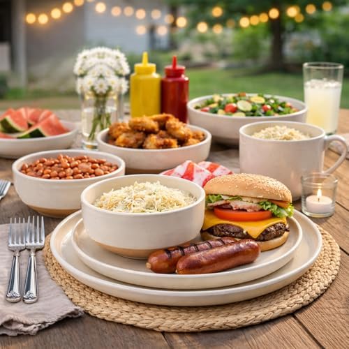 AmorArc Dinnerware Sets for 4, 16 Pieces Ceramic Plates and Bowls Set - Image 6