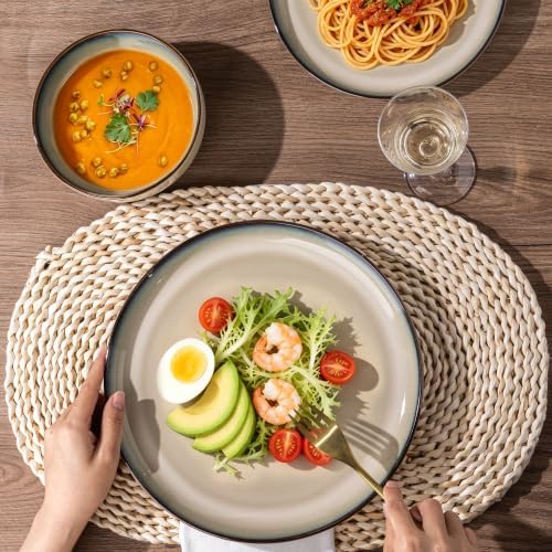GBHOME Dinnerware Sets for 4, 12 Pieces Ceramic Plates and Bowls Set - Image 7