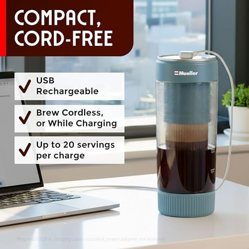 Mueller RapidBrew Cold Brew Iced Coffee Maker, Mineral Blue - Image 4