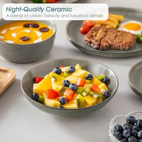 vancasso ANYA 24 Pieces Plates and Bowls Set, Stone Grey Dinnerware Sets, Reactive Glaze Dishes Set for 6, Ceramic Dishware Sets Kitchen Dinner Set, Microwave & Dishwasher Safe - Image 5