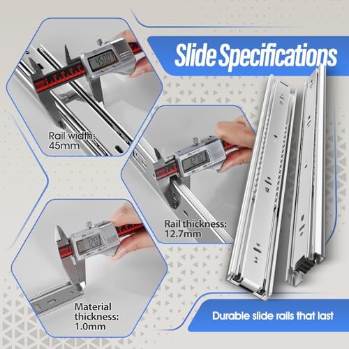 10 Pairs Full Extension Drawer Slides 16 inch Heavy Duty Rails - Image 4