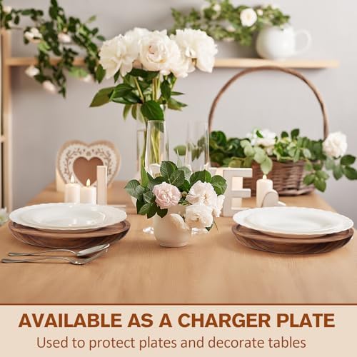 Rtteri 12 Pcs Acacia Wood Dinner Plates, Wooden Serving Dishes, 0.98 Inches - Image 6