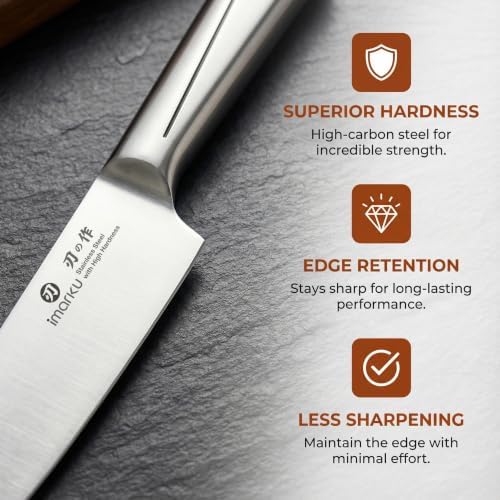 imarku Japanese High Carbon Stainless Steel Knife Set with Block, Precision-Forged Gyutou Kitchen Knives with Built-in Sharpener, Ultra-Sharp 10–15° Edge, Ergonomic Non-Slip Handle, Dishwasher Safe - Image 5