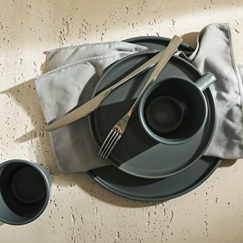 Stone Lain Coupe Stoneware Dinnerware Set, Service for 4, Gray Matte - Image 6