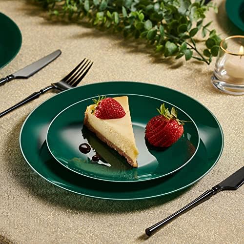 PLASTICPRO 32 Piece Combo Christmass Set includes 16-7'' inch Plates & 16-10'' inch Green Plastic Party Plates Christmass theme heavyweight Elegant, Disposable, Tableware, Dishes, - Image 3