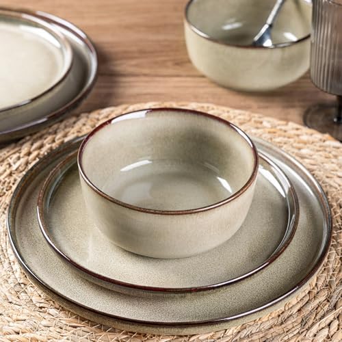 GBHOME Dinnerware Sets for 4, 12 Pieces Ceramic Plates and Bowls Set - Image 4