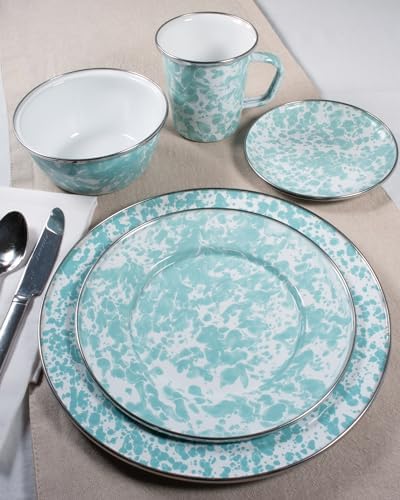 Golden Rabbit Enamelware Medium Tray, 15.5 inch, Sea Glass - Image 3