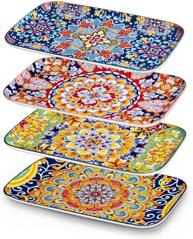 vancasso Serving Platters Set of 4, 12" x 7.4" Inch Rectangular Trays Large by vancasso